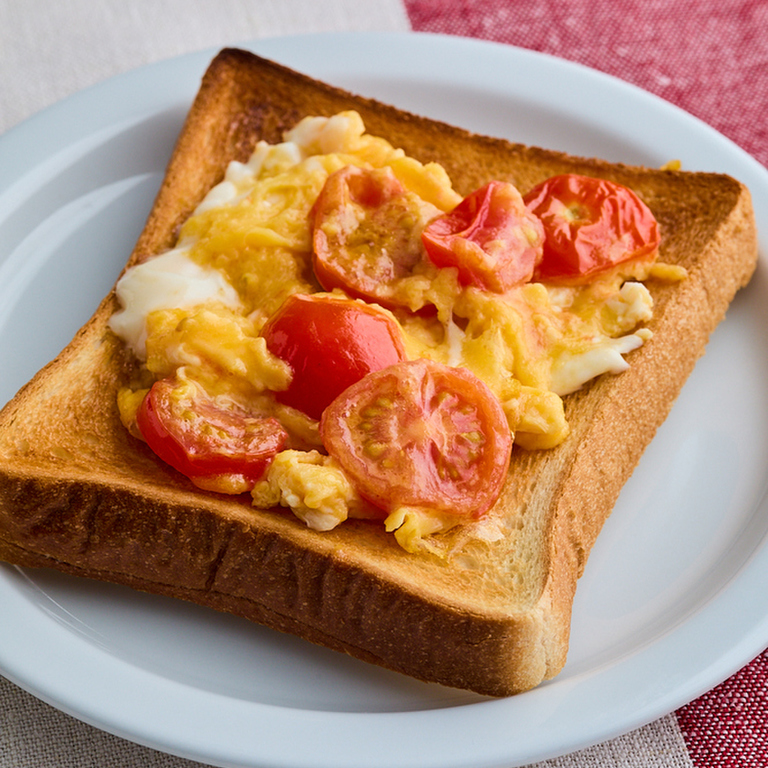 トマトとスクランブルエッグのトースト