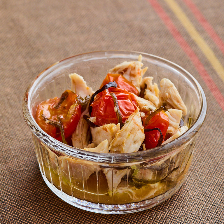 鶏ささ身とミニトマトの塩昆布マリネ