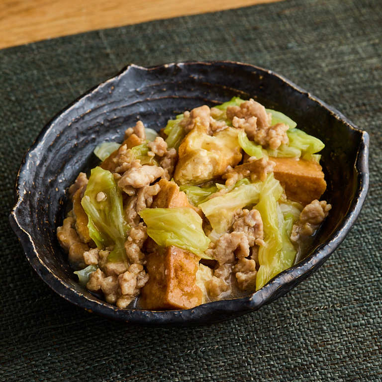 厚揚げとキャベツのうま煮
