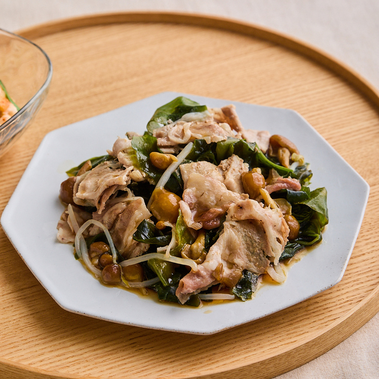 豚肉とわかめの中華蒸し