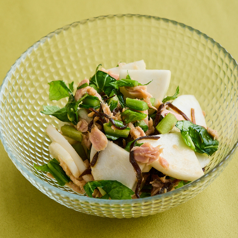 かぶとツナの塩昆布マリネ