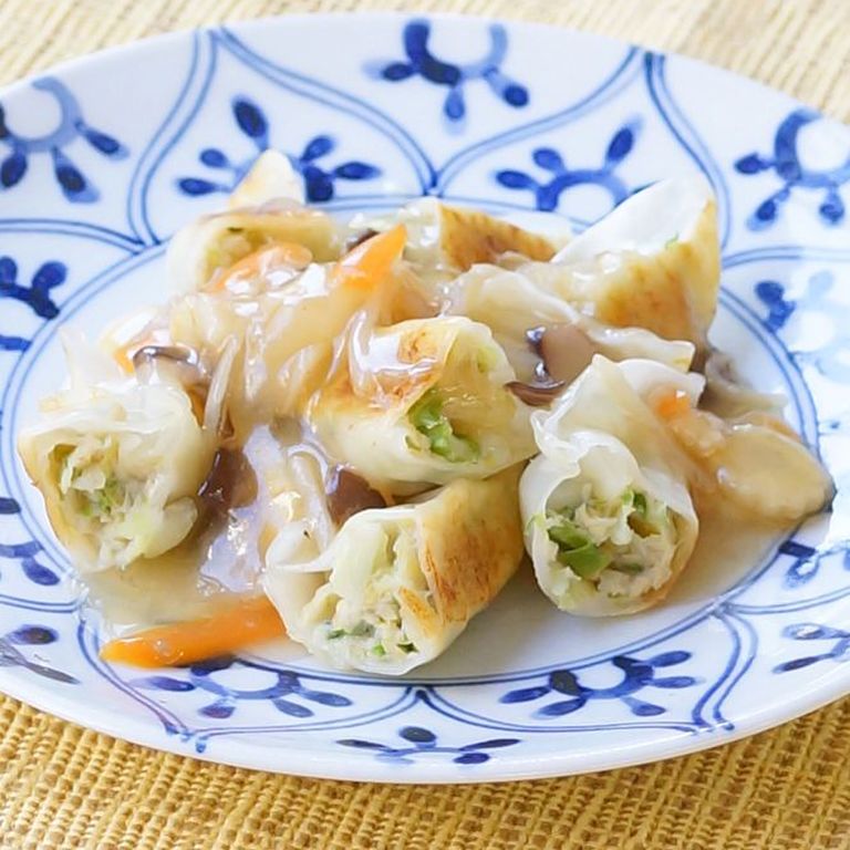 コンビニ食材で 中華あんかけ餃子