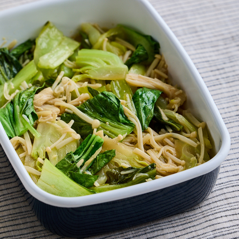 作り置き チンゲン菜とえのきの中華あえ