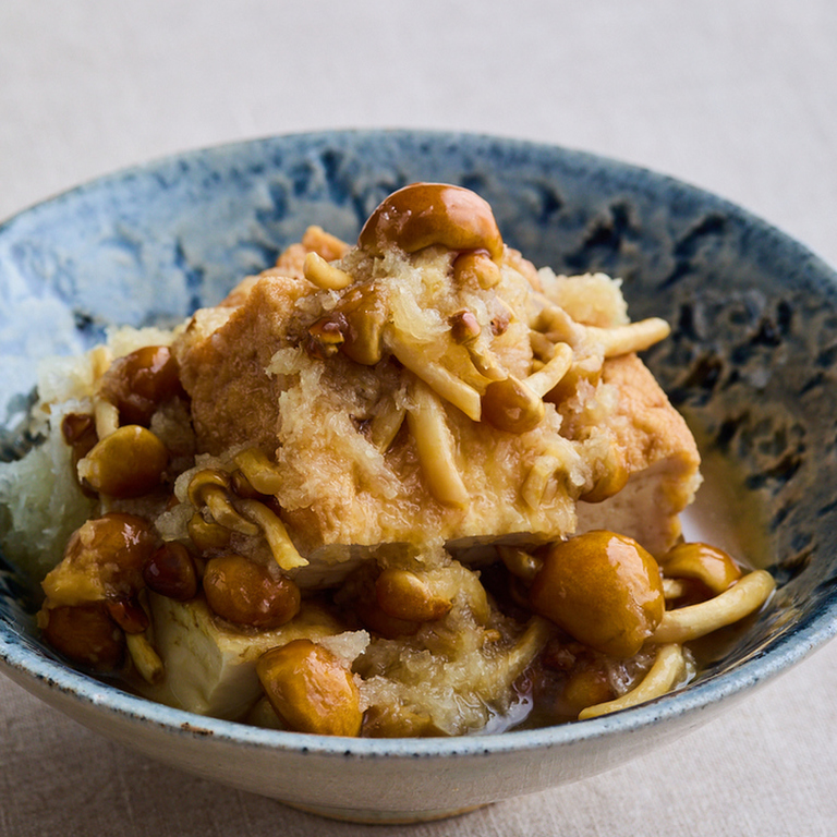 電子レンジで 厚揚げとなめこのみぞれ煮
