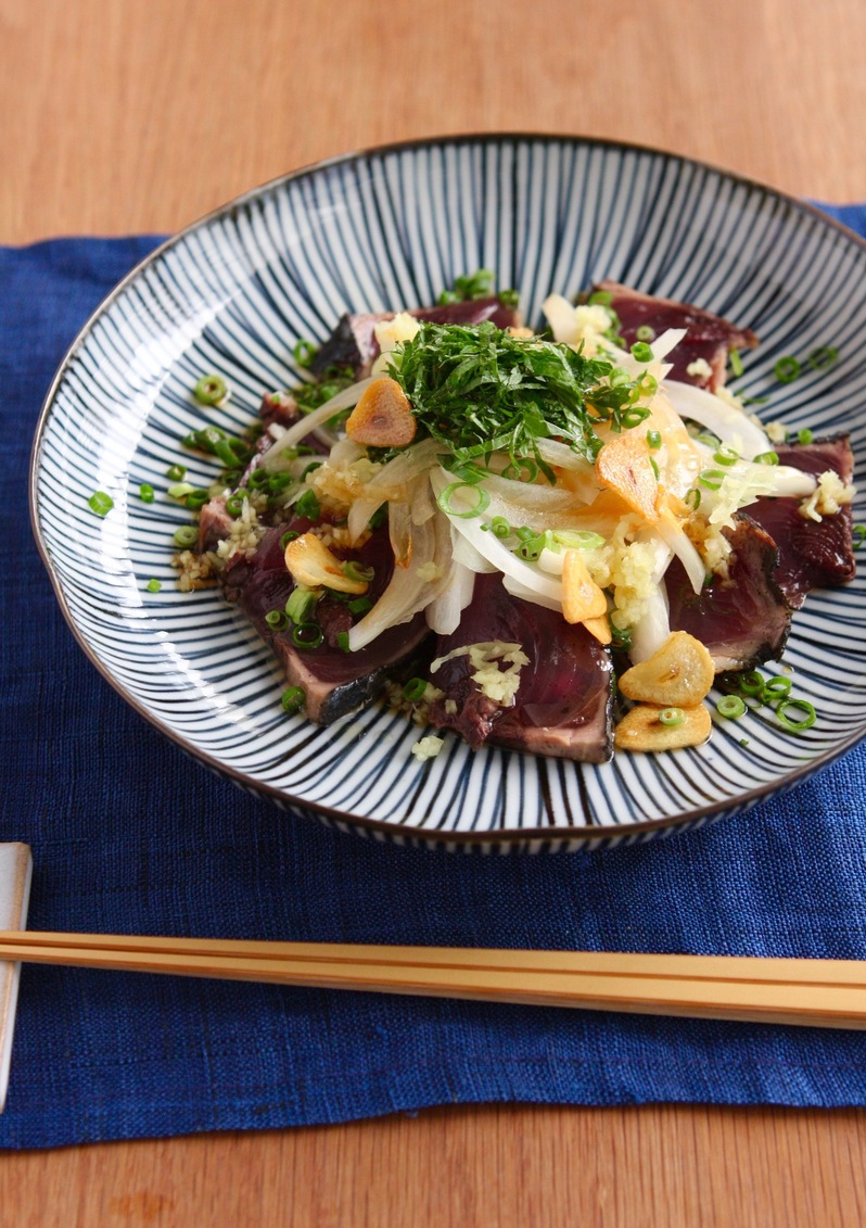 カツオのタタキ胡麻油揚げニンニクかけ By Noriran 管理栄養士監修のレシピ検索 献立作成 おいしい健康 糖尿病