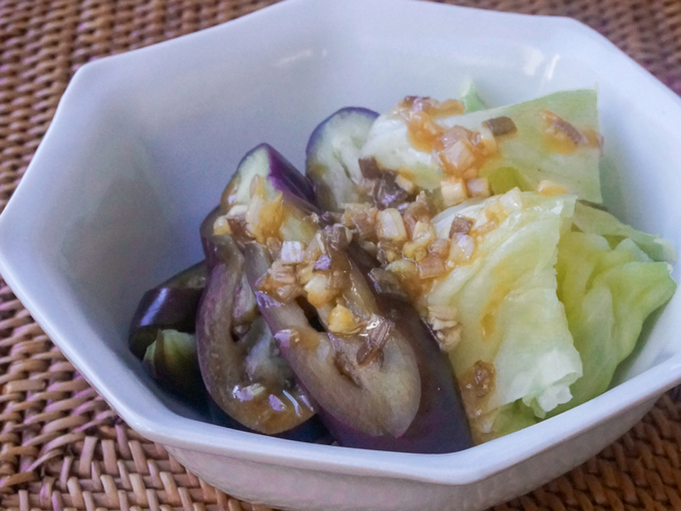 蒸しなすのみょうがだれ