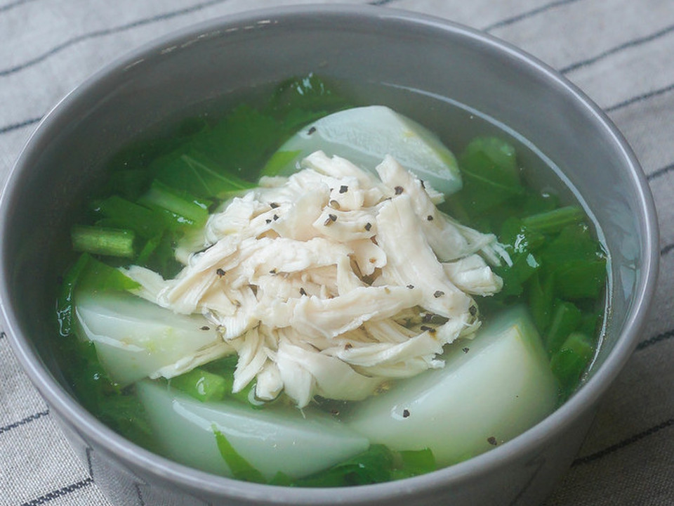 あっさりヘルシー かぶとささみのスープ