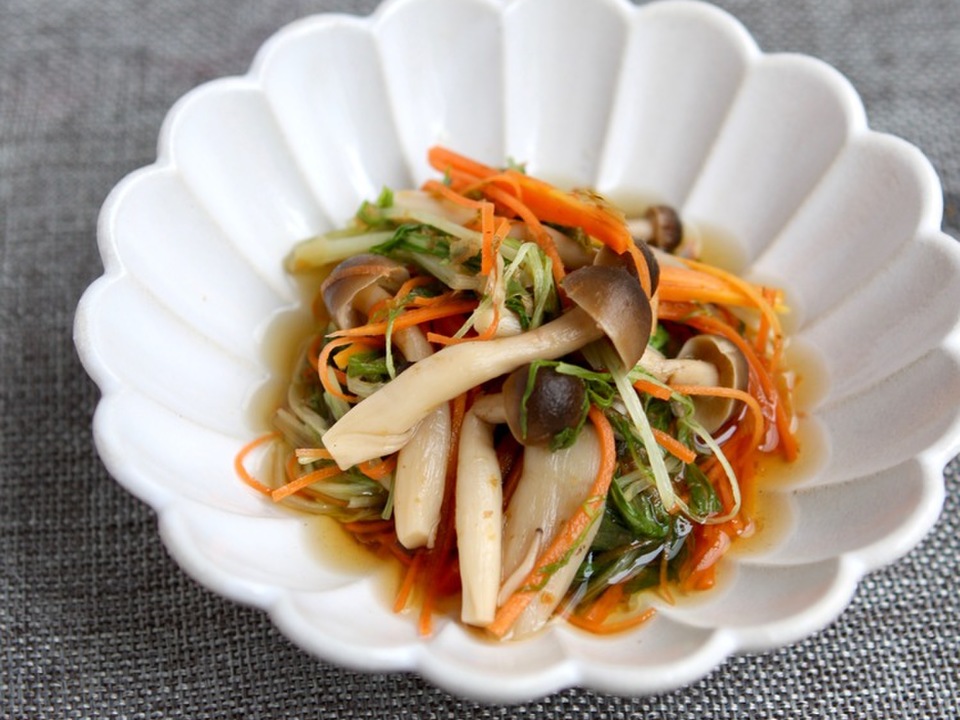 水菜と人参のレンジ煮浸し 作りおき