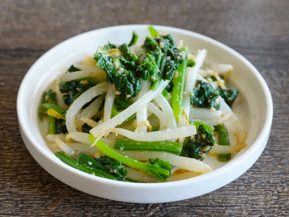 もやしとほうれん草のごま酢あえ