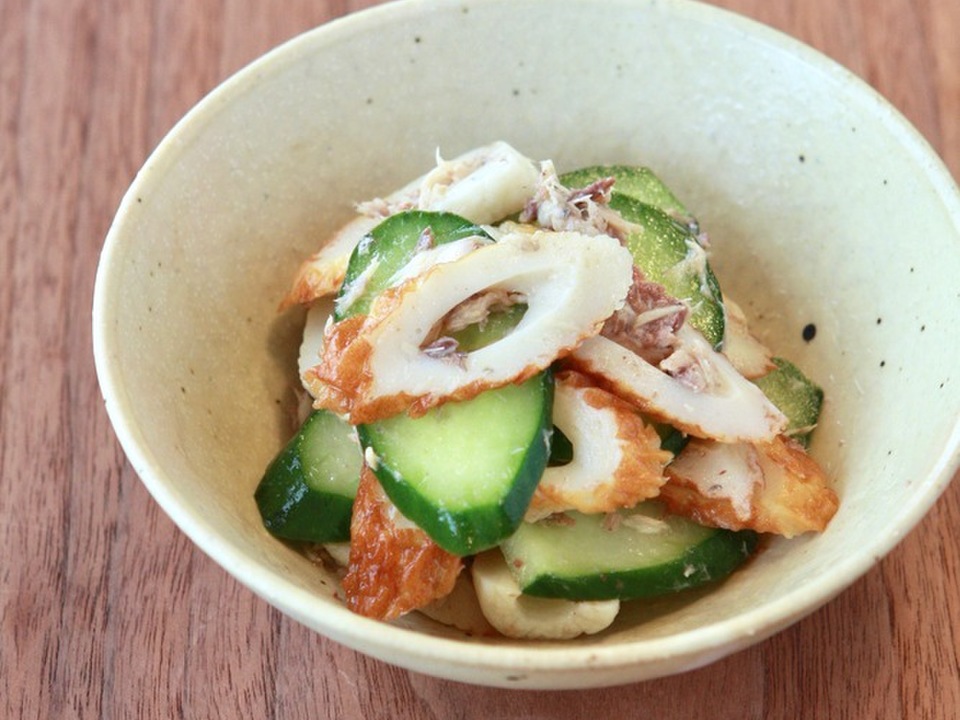 ちくわときゅうりのさば缶あえ