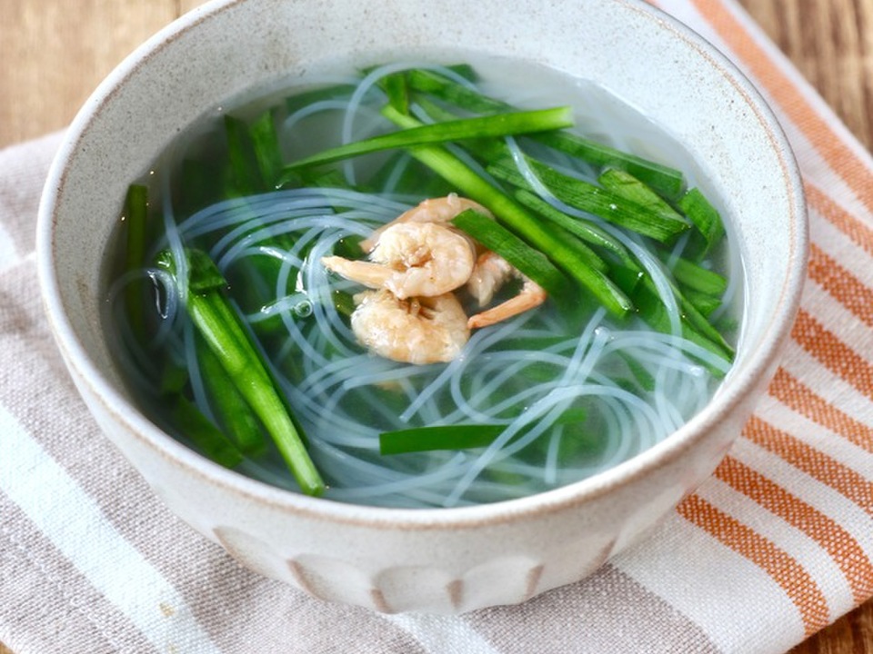 春雨と干しエビのニラスープ