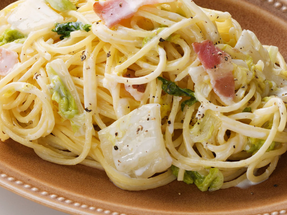 白菜とベーコンのクリームスパゲッティ