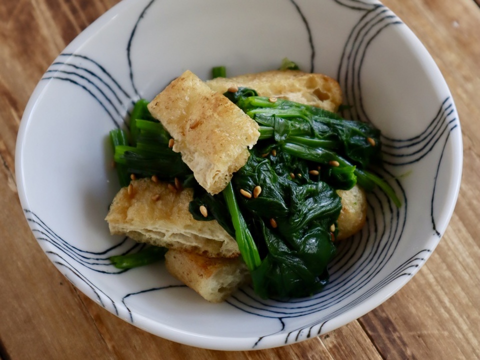 油揚げとほうれん草のポン酢和え