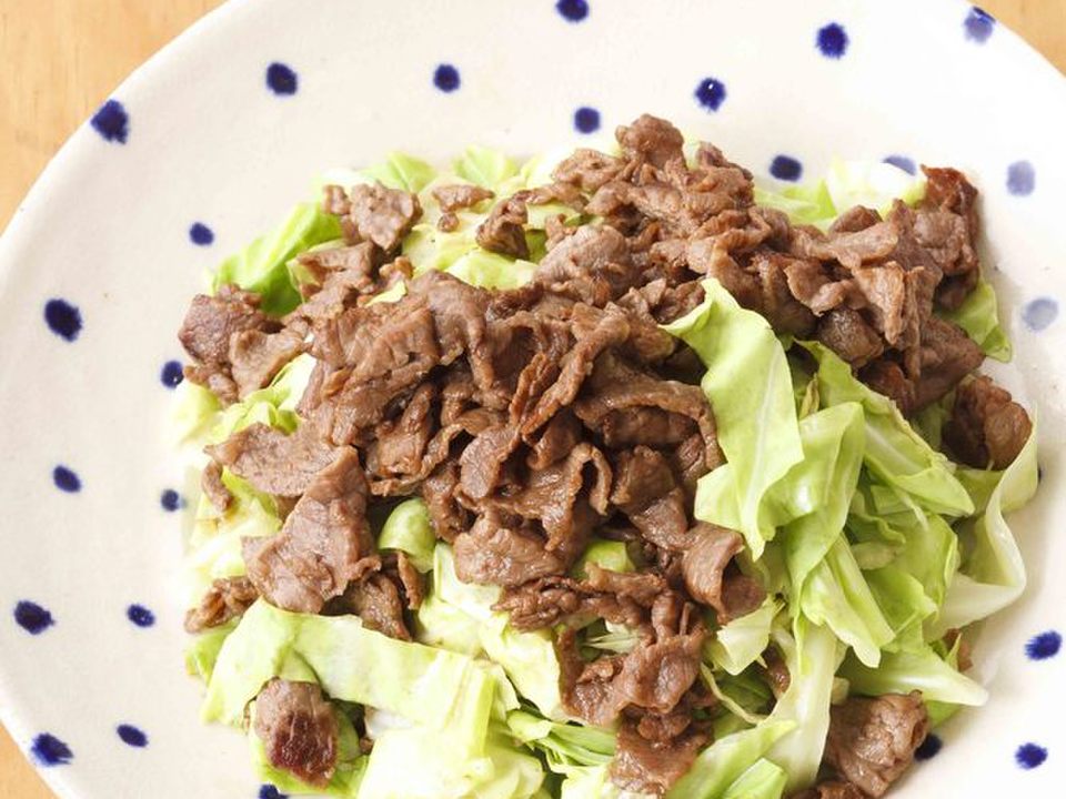 レンチンキャベツの牛肉ソース