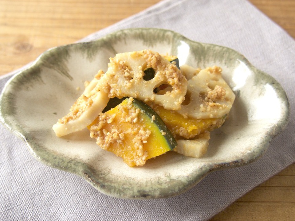 かぼちゃとれんこんのごま酢和え