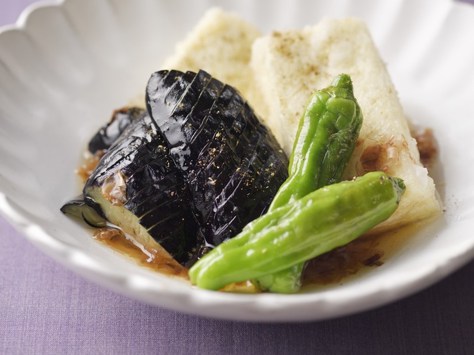 山椒香る 豆腐となすの揚げだし風