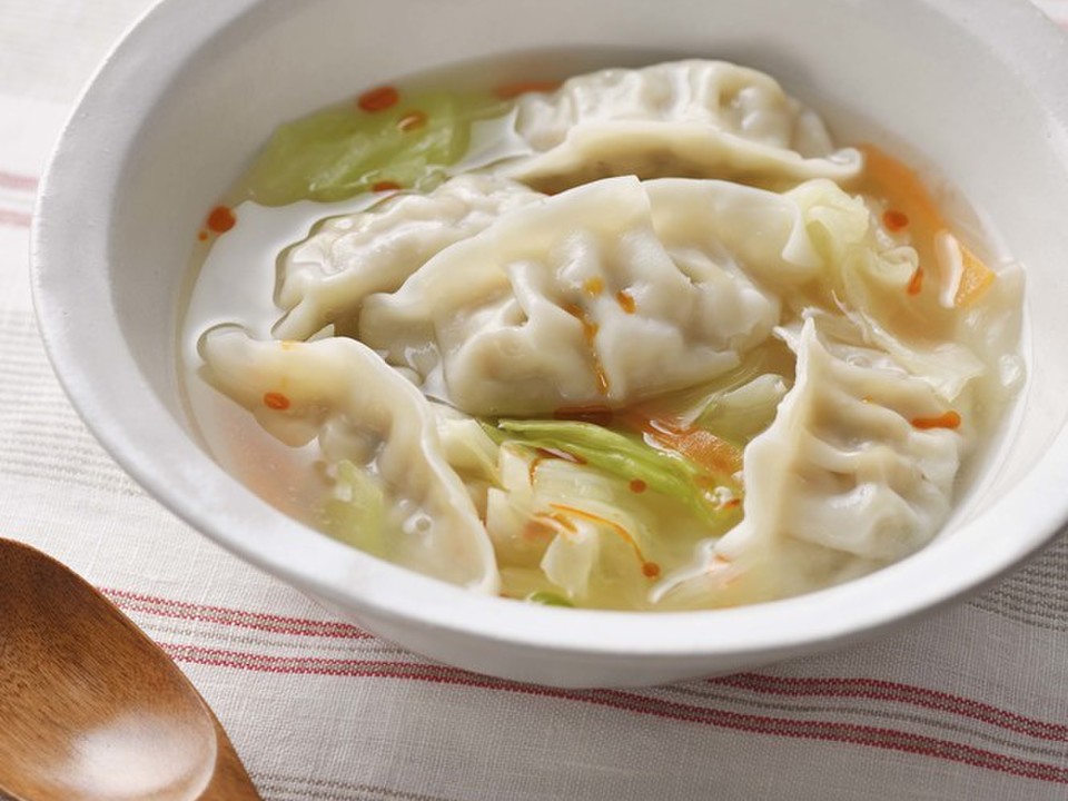 レンジで 野菜スープ餃子