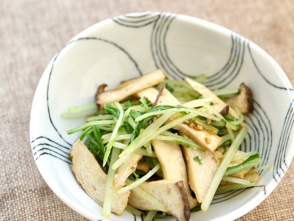 水菜とエリンギの胡麻和え