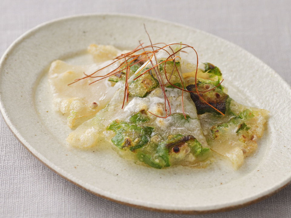 オクラのパリもちチヂミ