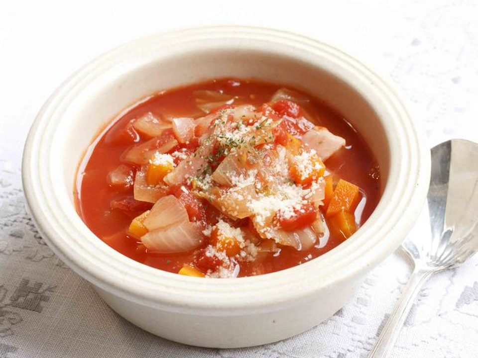 レンジで野菜たっぷりミネストローネ