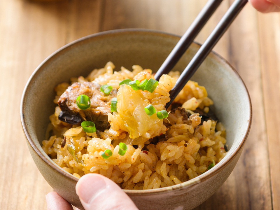 キムチとさば缶の炊き込みご飯