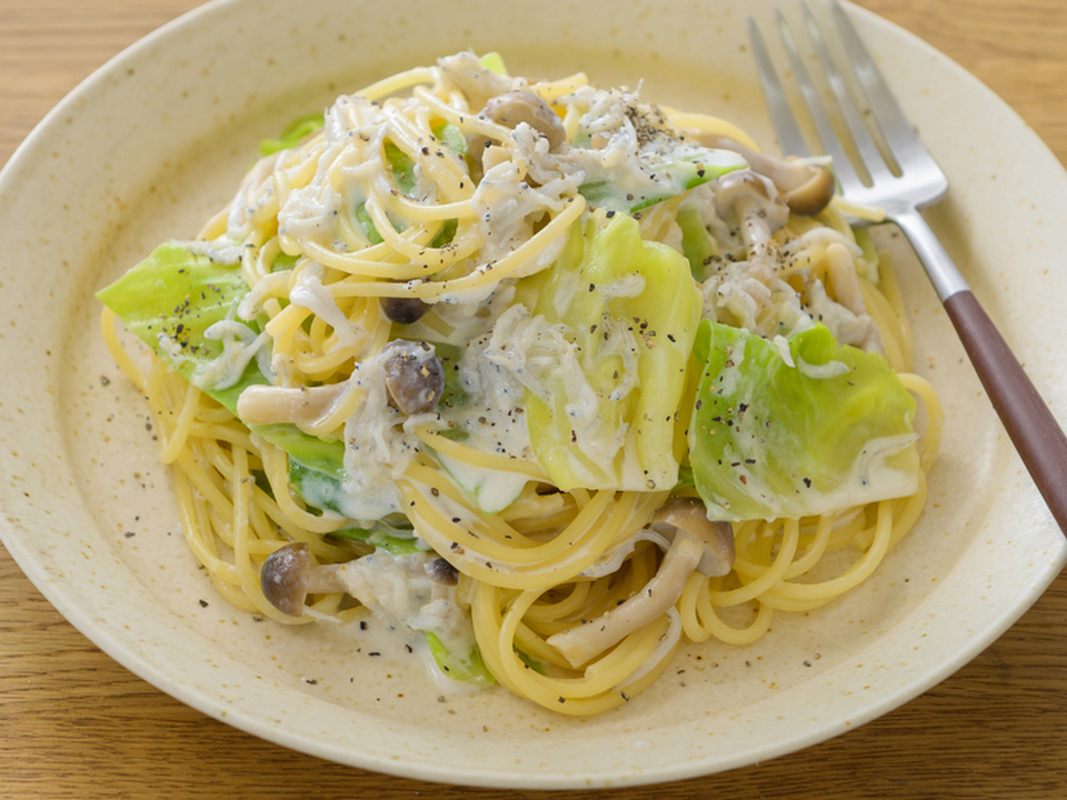 しらすと春キャベツの和風クリームパスタ
