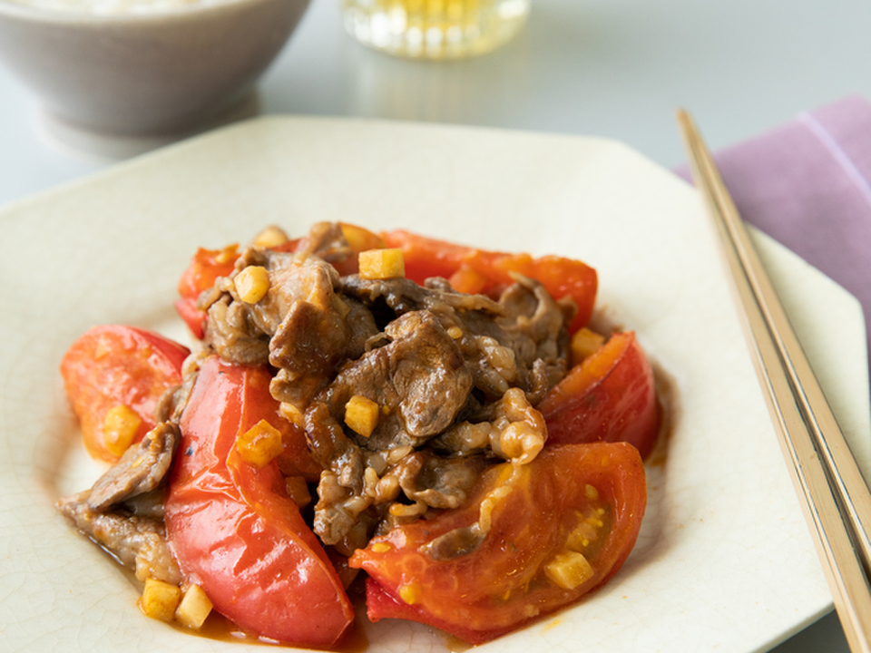 牛肉とトマトの塩酢炒め