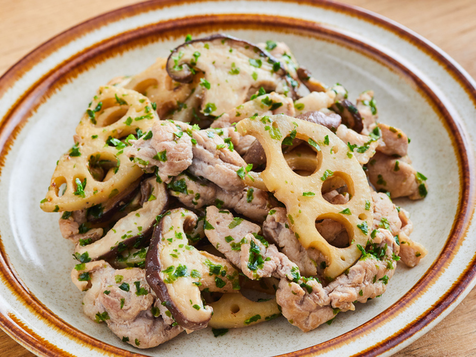 豚肉とれんこんの青海苔炒め