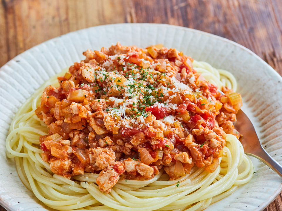 豆腐で作る ミートソース風スパゲッティ