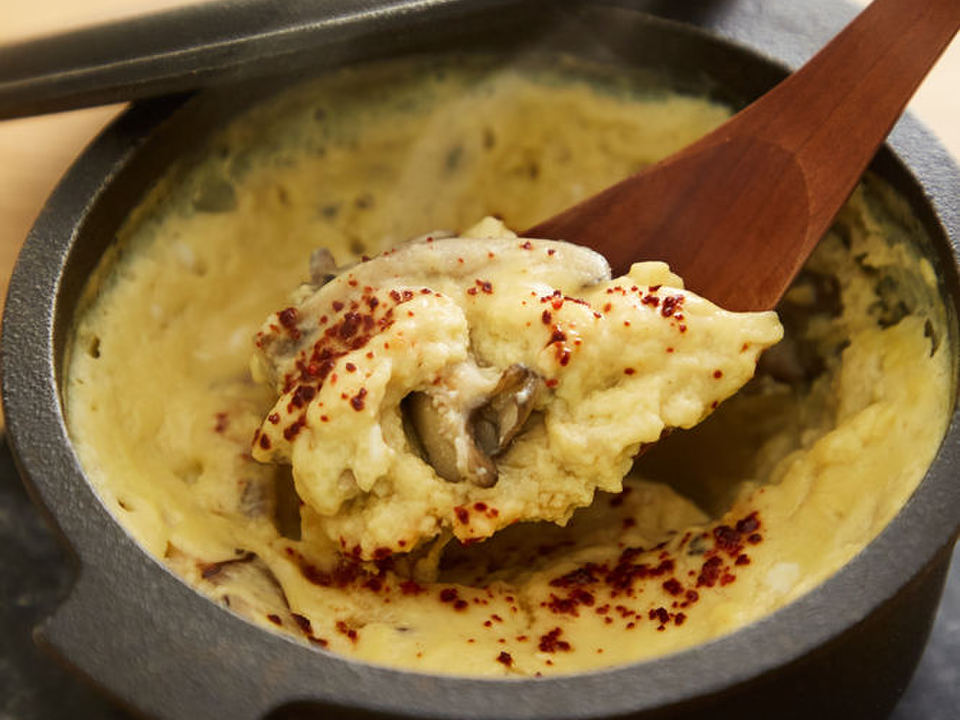 卵ときのこのふわふわ蒸し