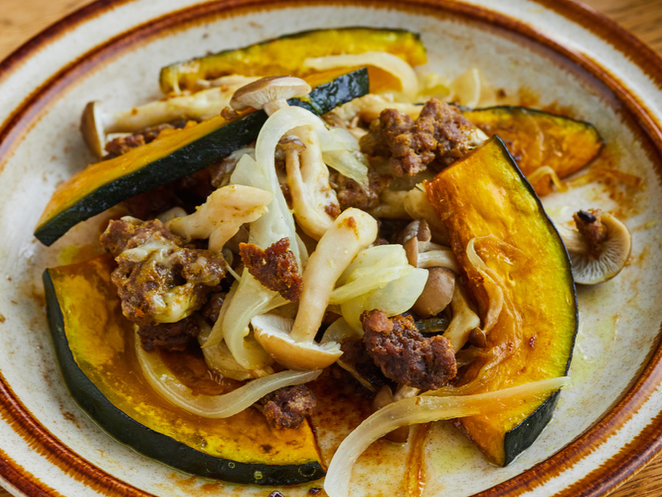 電子レンジでかぼちゃカレーチーズ