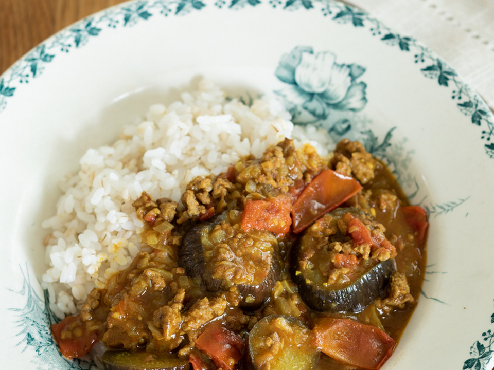 なすとひき肉のカレー