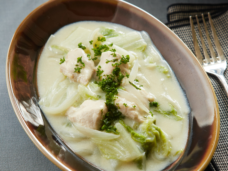 ささみと白菜の豆乳クリーム煮