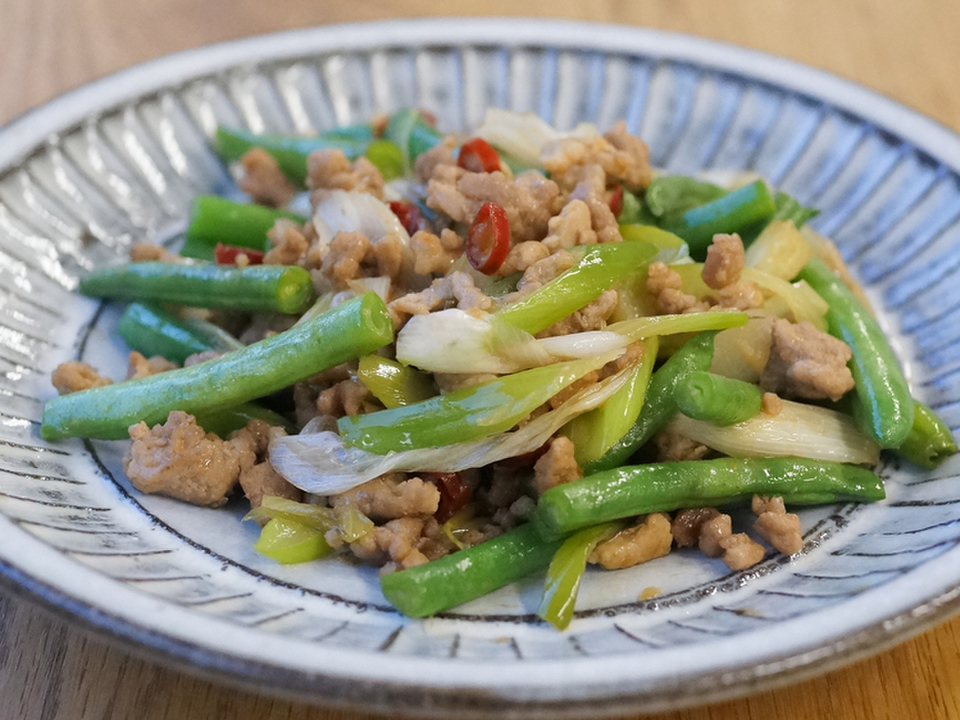 豚ひき肉といんげんの中華炒め