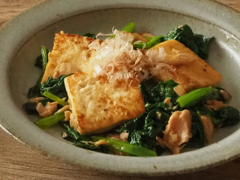 豆腐と小松菜のお手軽チャンプルー