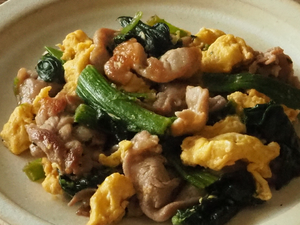 豚肉とほうれん草の卵炒め