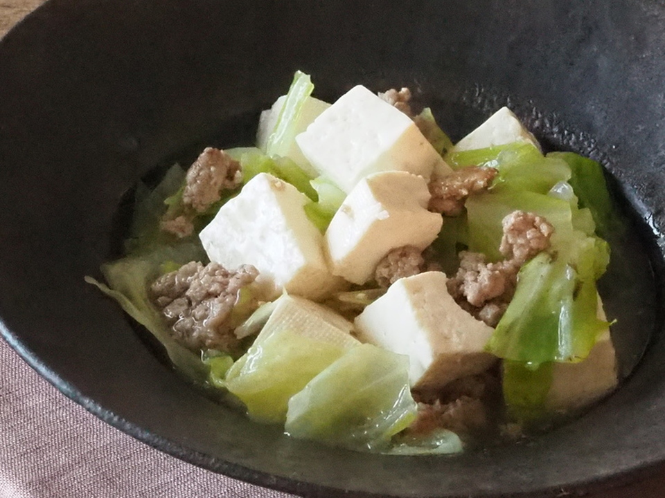 豆腐とキャベツのとろとろ生姜炒め