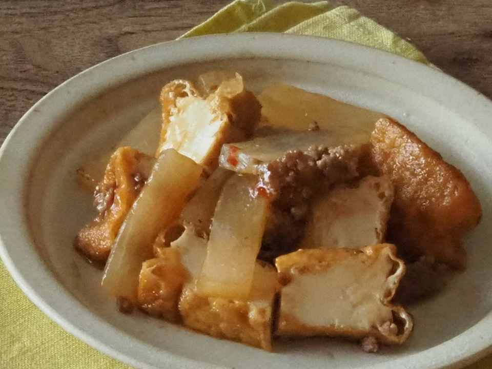 厚揚げと大根の中華風そぼろ炒め