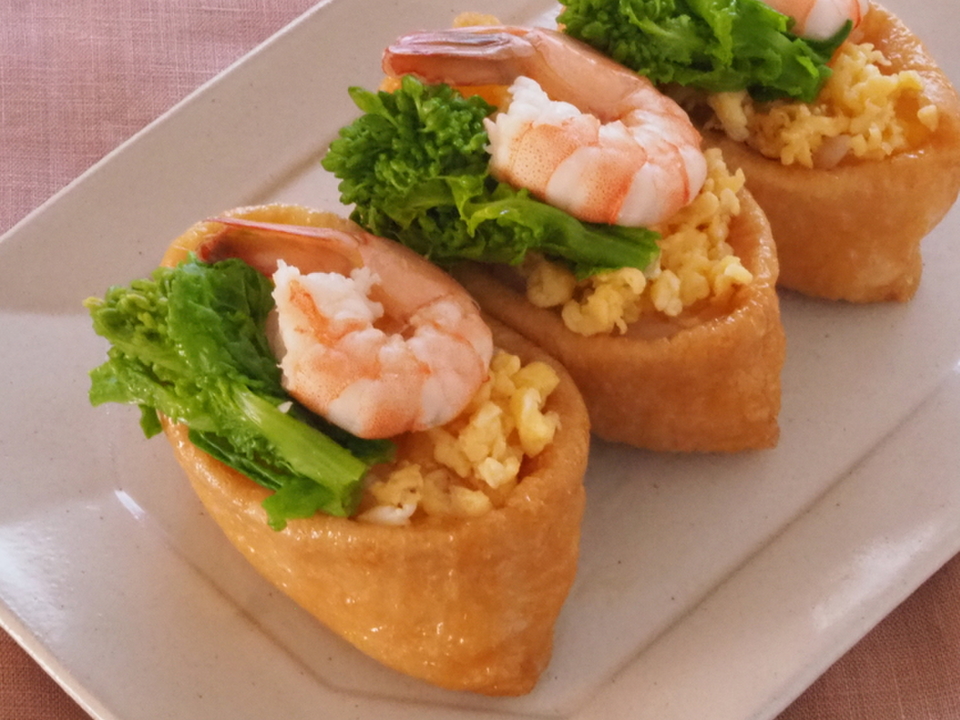 えびと菜の花のいなり寿司