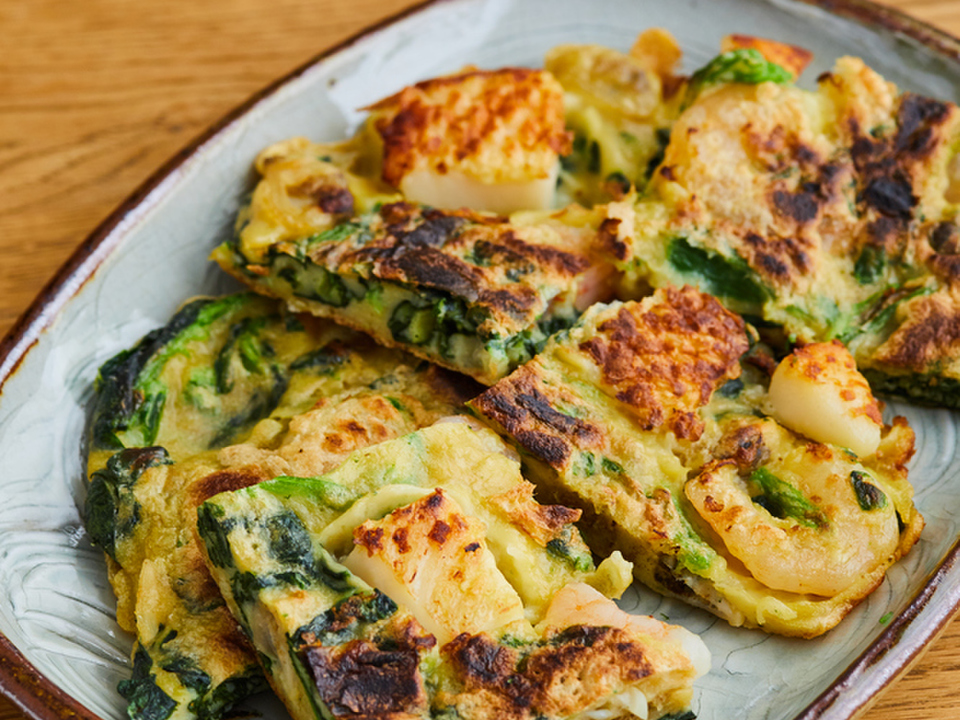 カット食材で 海鮮チヂミ