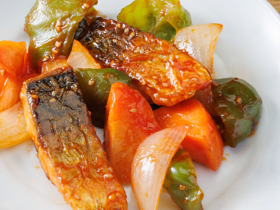 さばと野菜の甘酢炒め