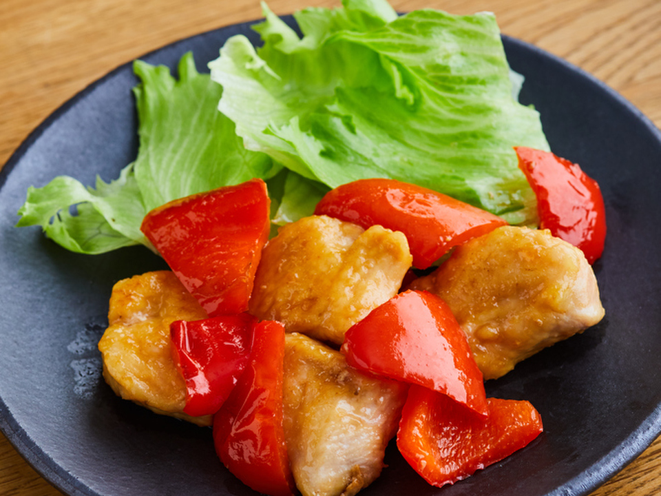 鶏むね肉とパプリカの甘酢だれ焼き