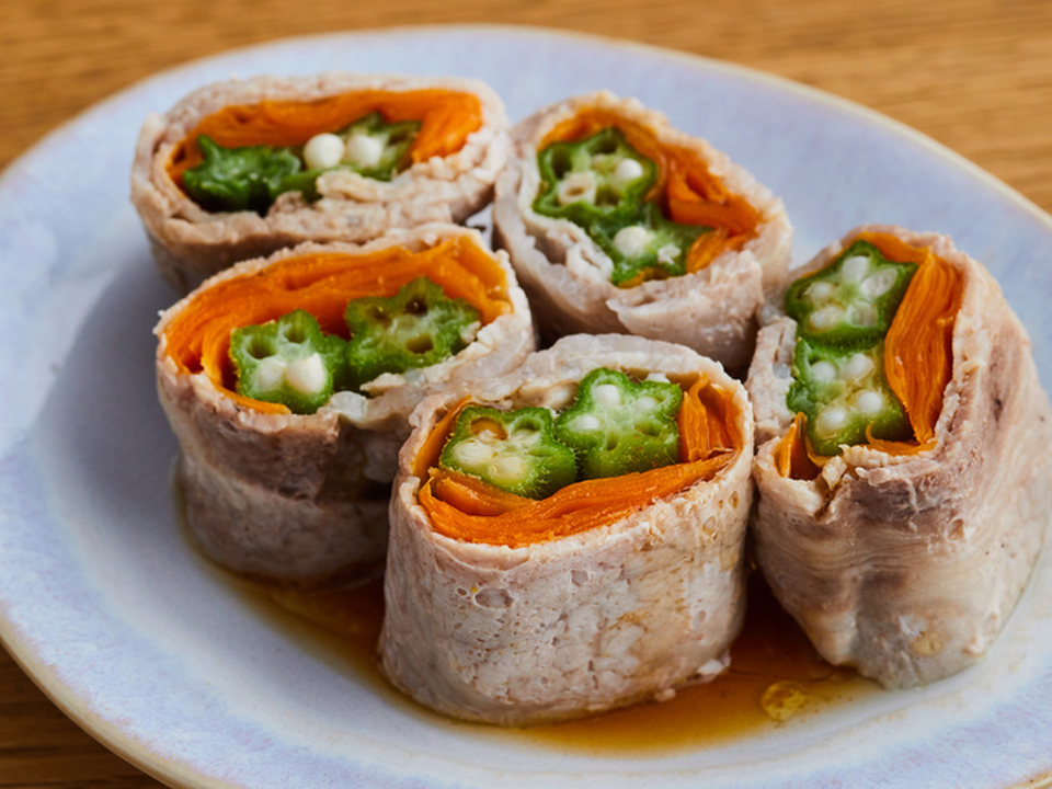 少ない洗い物で 野菜のレンジ肉巻き