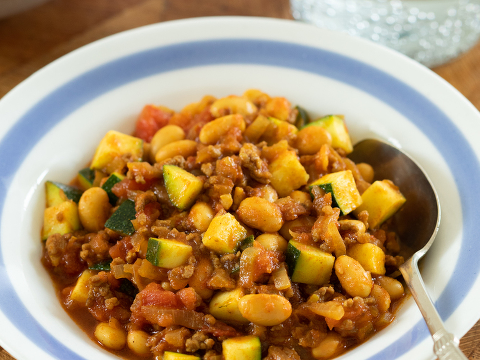 大豆とズッキーニのキーマカレー