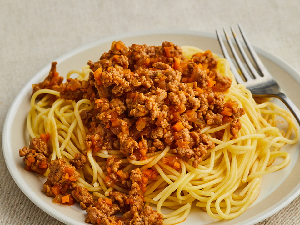 ケチャップで ミートソーススパゲッティ