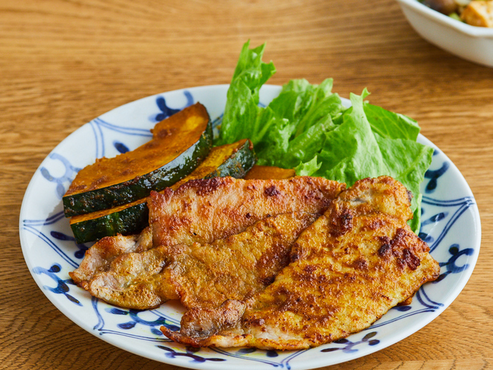 豚肉とかぼちゃのカレー照り焼き