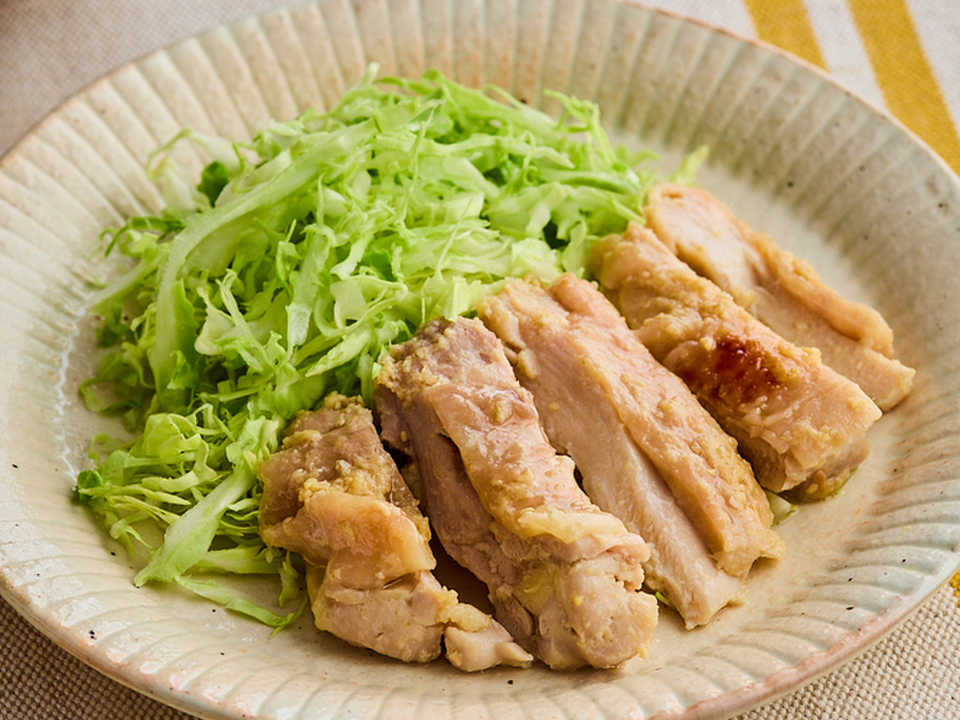 電子レンジで　鶏肉のしょうがみそ焼き