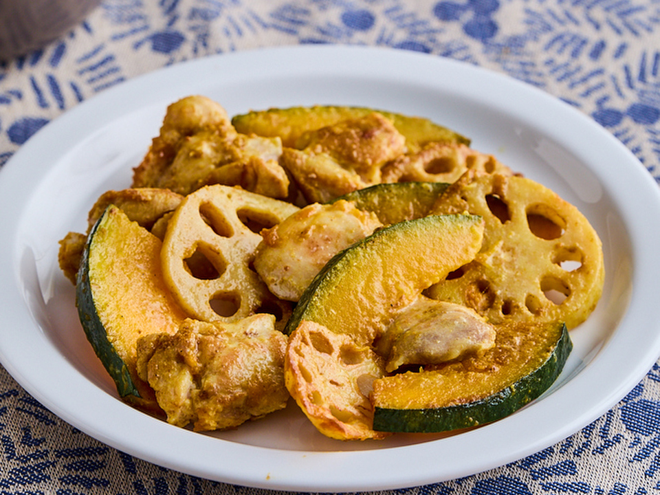 鶏肉とれんこんのカレーマヨ焼き