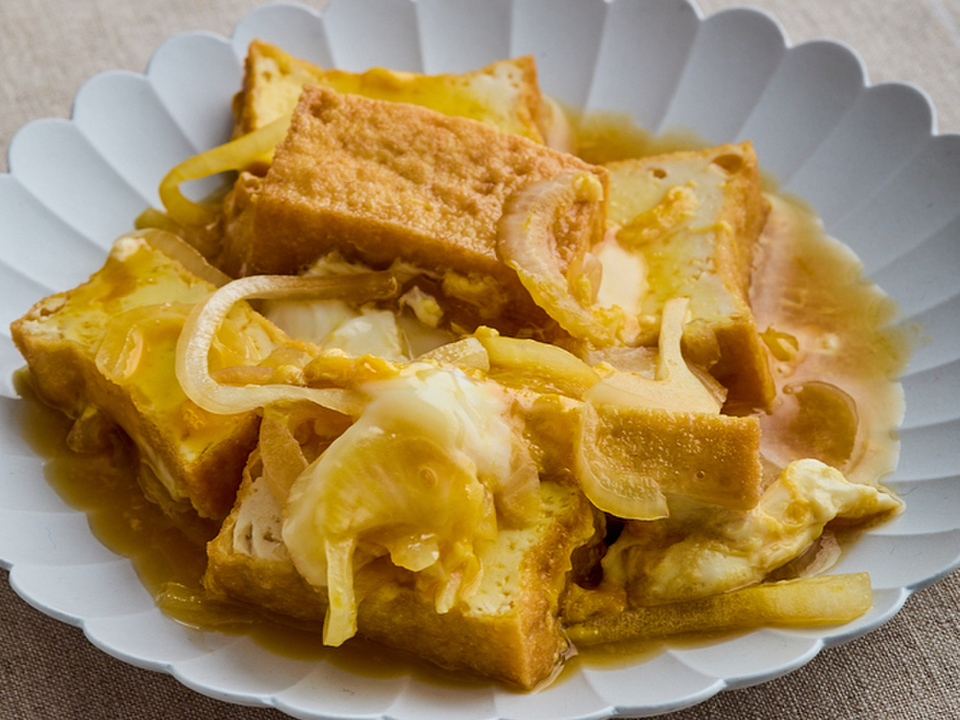 レンジで厚揚げ卵とじ