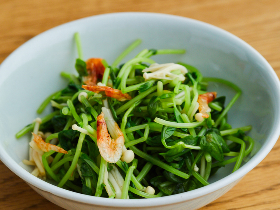 豆苗とえのきの柚子胡椒ポン酢